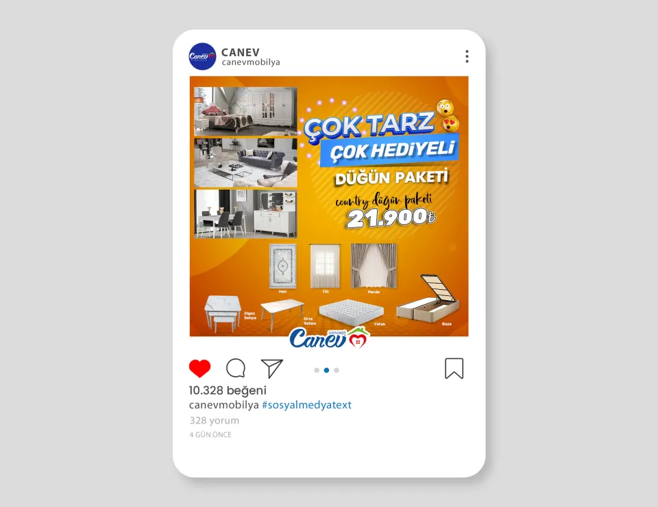 CANEV MOBİLYA sosyal medya tasarımları çalışması